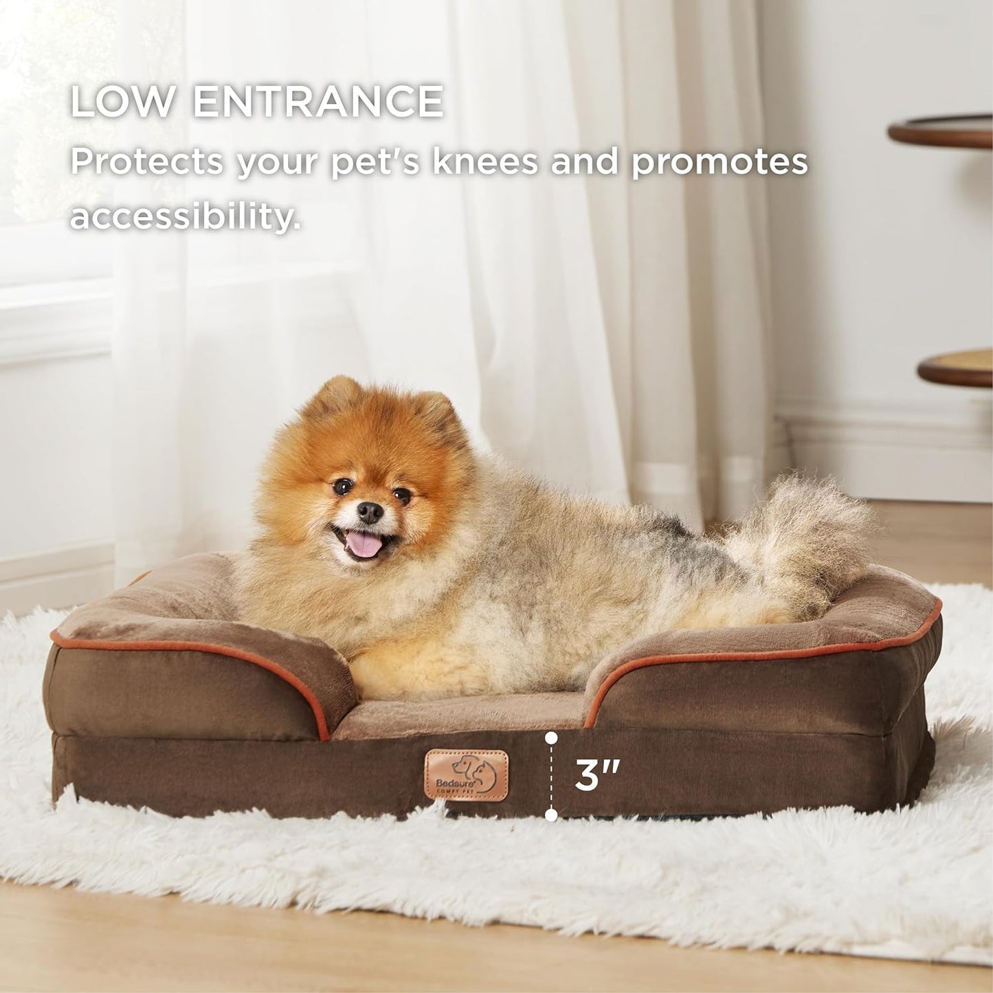 Bedsure Cama ortopédica para cães pequenos P Marrom