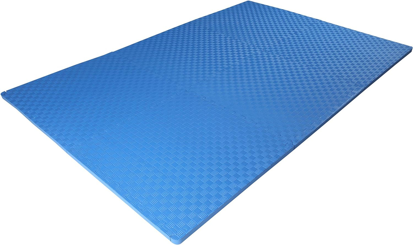 BalanceFrom Tapete de exercício de quebra-cabeça EVA Azul