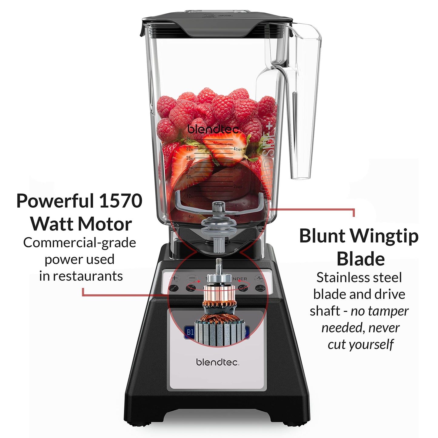 Blendtec Liquidificador Total Classic Original com Jarro WildSide+ (Preto)