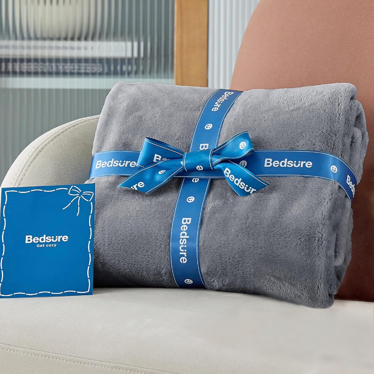 Bedsure Cobertores de cama Fleece Queen Size Cinza