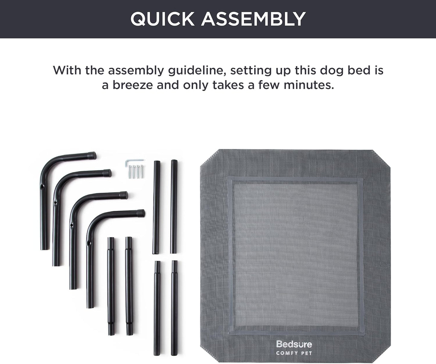 Bedsure Cama de cachorro grande e elevada cinza