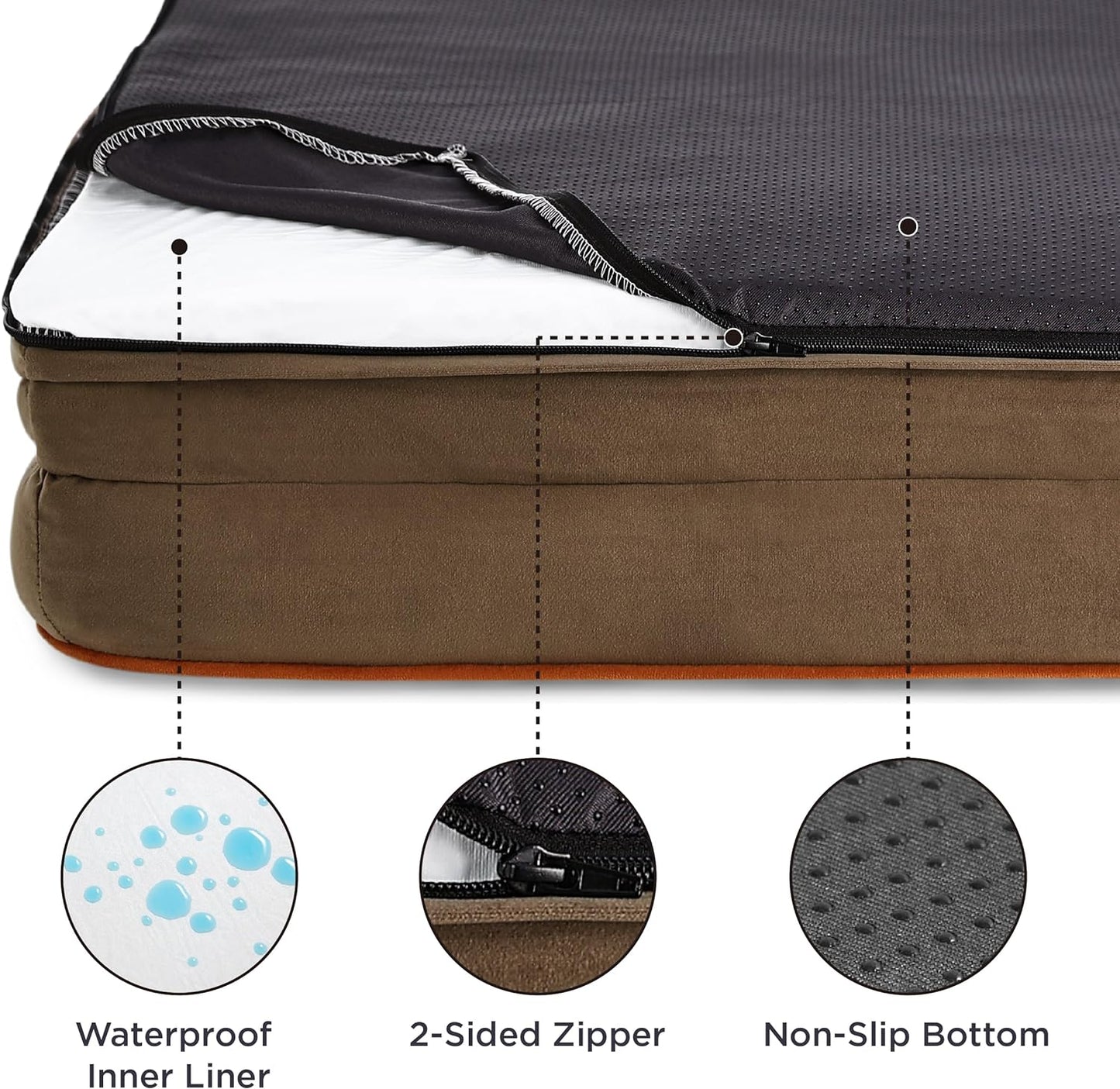 Bedsure Cama ortopédica para cães pequenos P Marrom