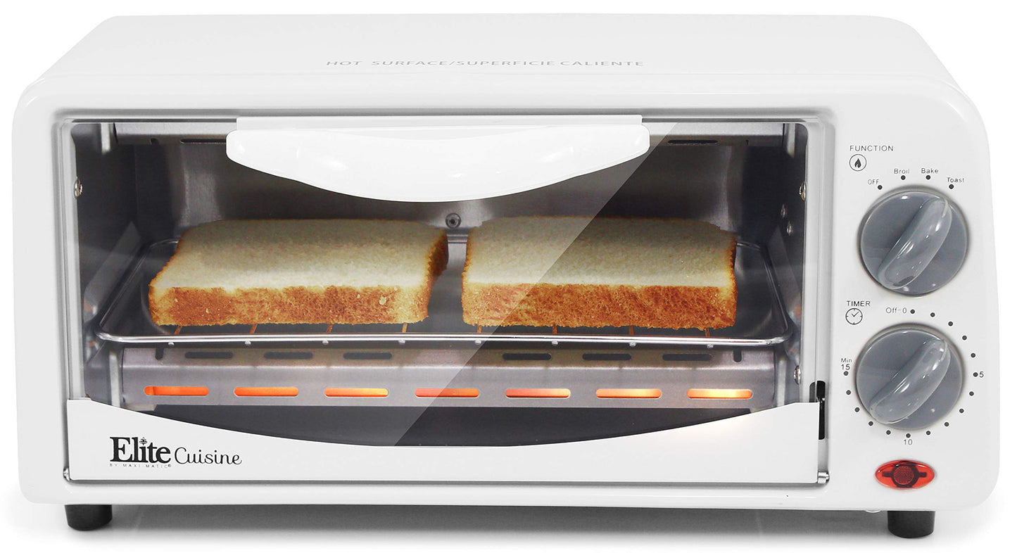 Elite Gourmet ETO-113 Forno Tostador Elétrico 2 Fatias Branco