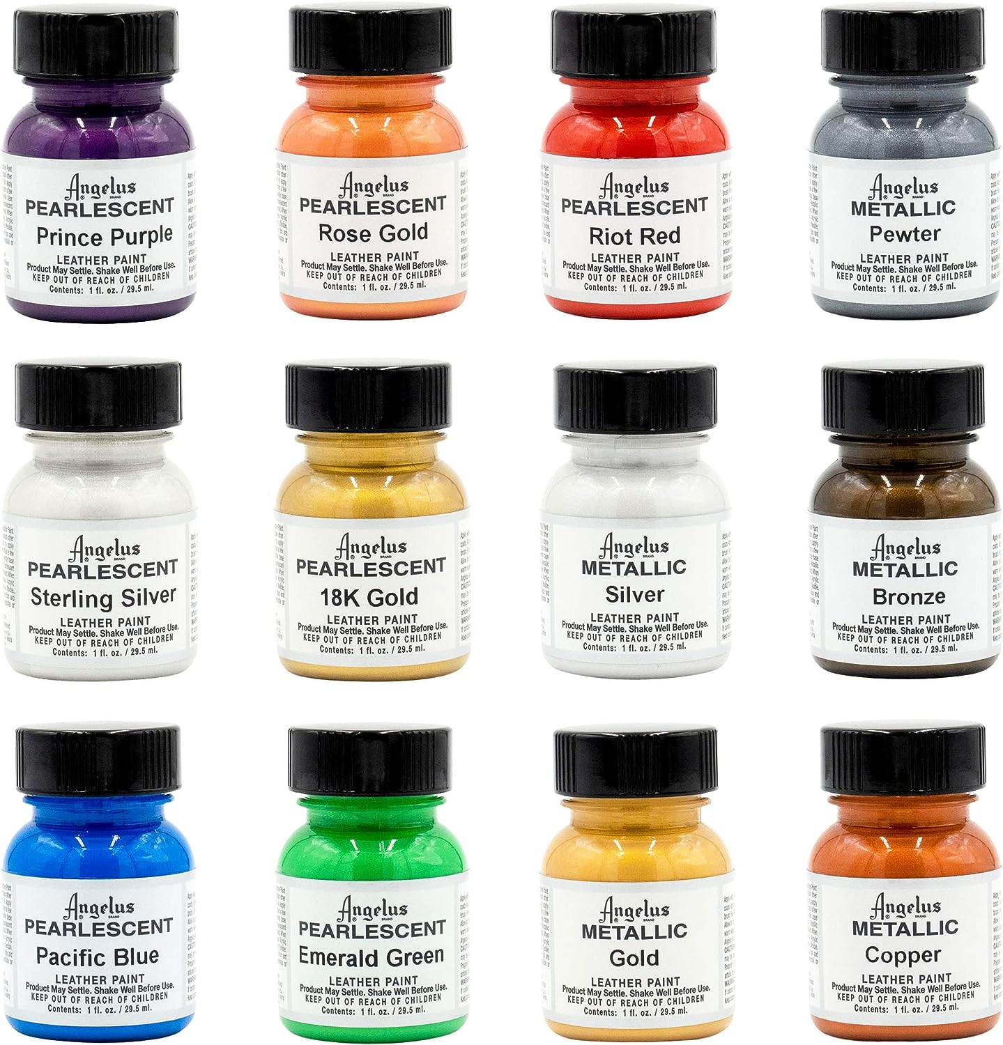 Angelus Conjunto de Tintas para Couro 12 Frascos de 30ml D