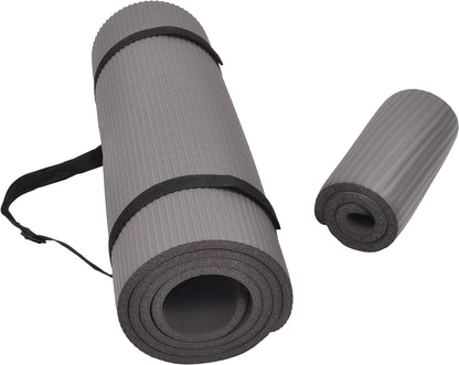 BalanceFrom Tapete de ioga Go Yoga 180 x 61 x 1,27 cm cinza