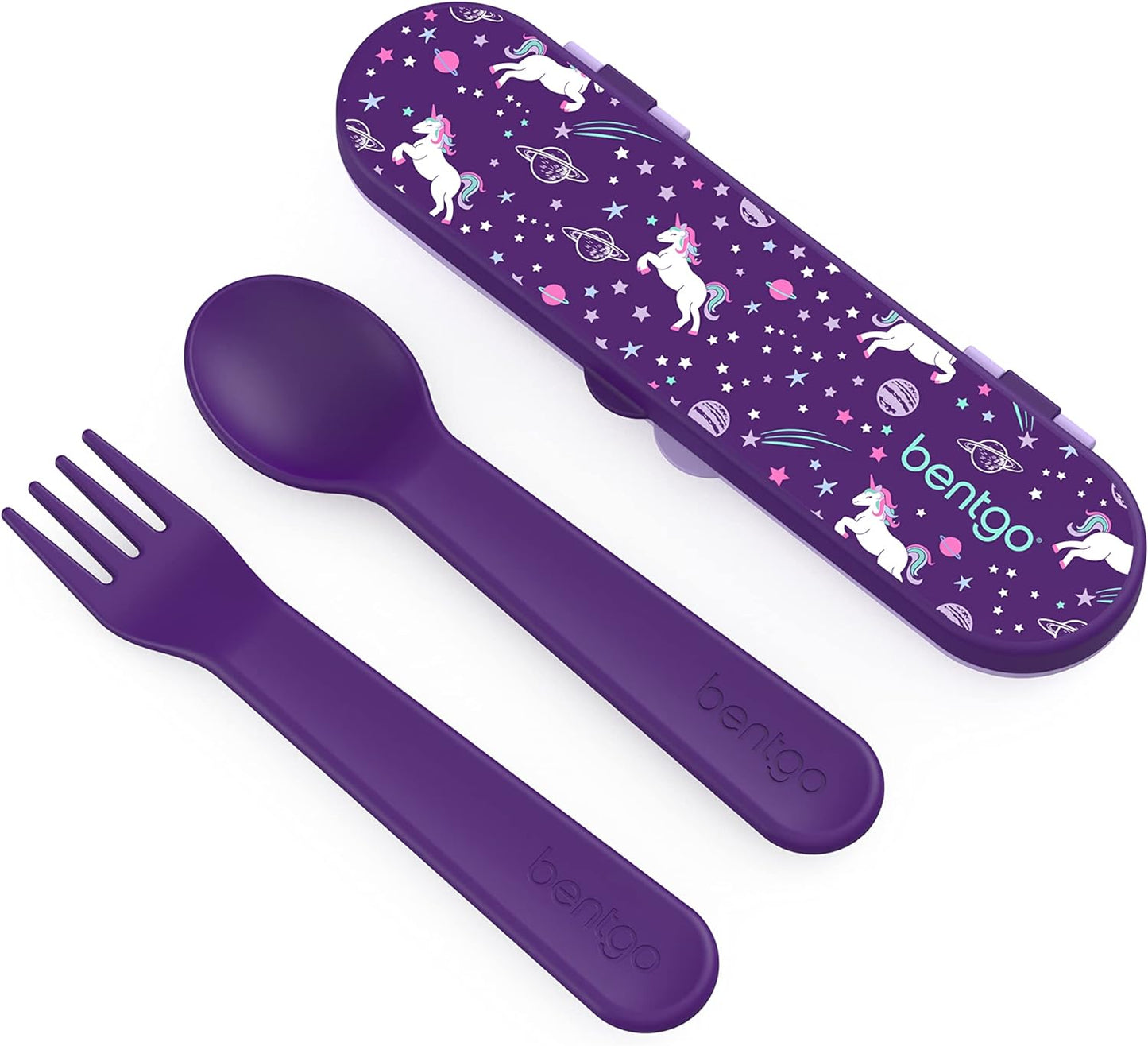 Bentgo Conjunto de utensílios infantis de plástico roxo
