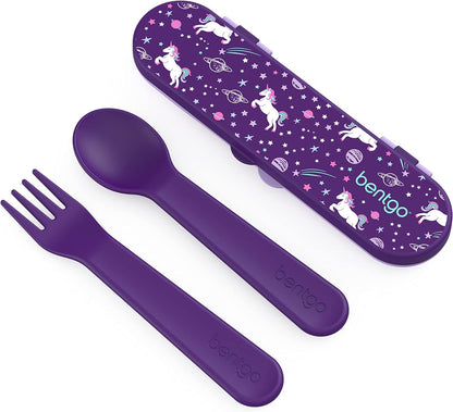 Bentgo Conjunto de utensílios infantis de plástico roxo