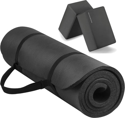 BalanceFrom Tapete de ioga GoYa + par de blocos preto