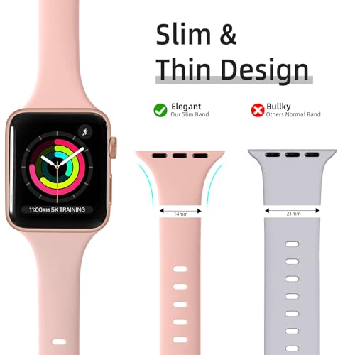 Lerobo 12 Pulseiras Slim Silicone p/ Apple Watch 38-49mm (Cores kit5)