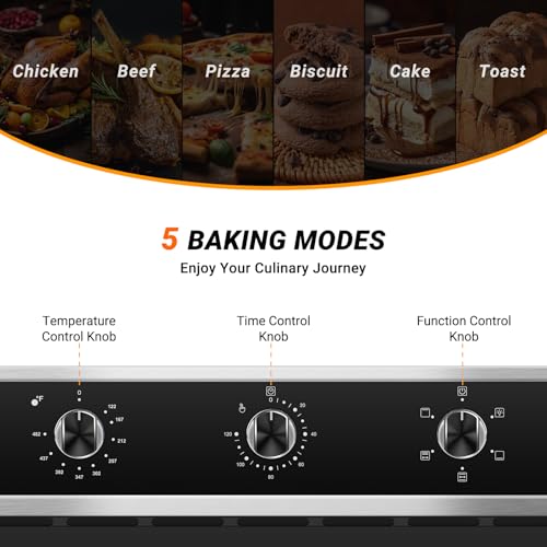Amzchef Forno Elétrico Embutido 24" com 5 Funções e Rotisserie (2200W)