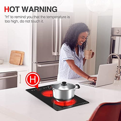 GTKZW Cooktop Elétrico 12" 110V com 2 Queimadores e 9 Níveis de Potência