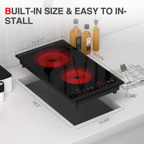 GTKZW Cooktop Elétrico 12" 110V com 2 Queimadores e 9 Níveis de Potência