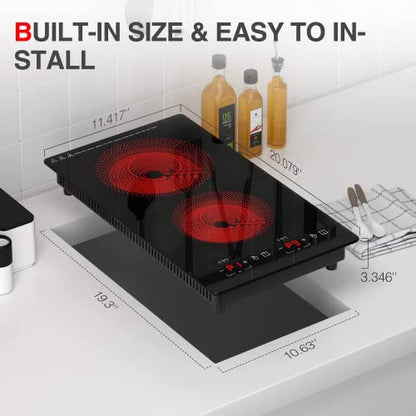 GTKZW Cooktop Elétrico 12" 110V com 2 Queimadores e 9 Níveis de Potência