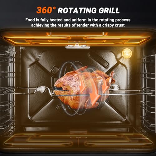 Amzchef Forno Elétrico Embutido 24" com 5 Funções e Rotisserie (2200W)