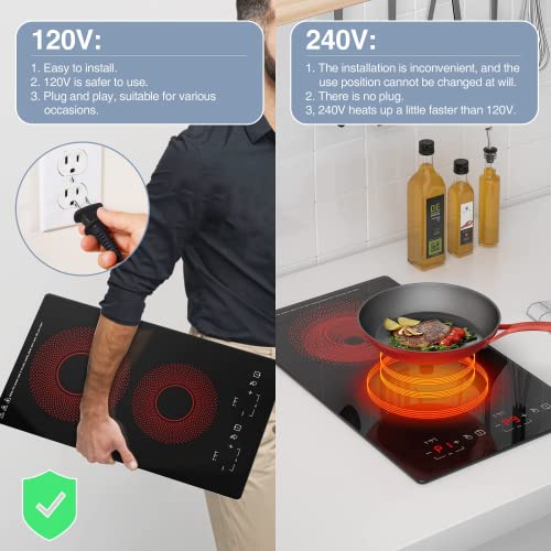GTKZW Cooktop Elétrico 12" 110V com 2 Queimadores e 9 Níveis de Potência