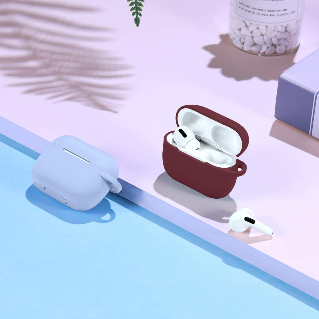 Lerobo Capa Protetora Lavável p/ AirPods Pro com Carabiner (Bordô)