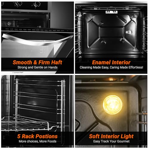 Amzchef Forno Elétrico Embutido 24" com 5 Funções e Rotisserie (2200W)