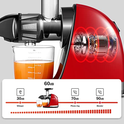 AMZCHEF Juicer Masticating de Pressão a Frio com Função Reversa (Vermelho)