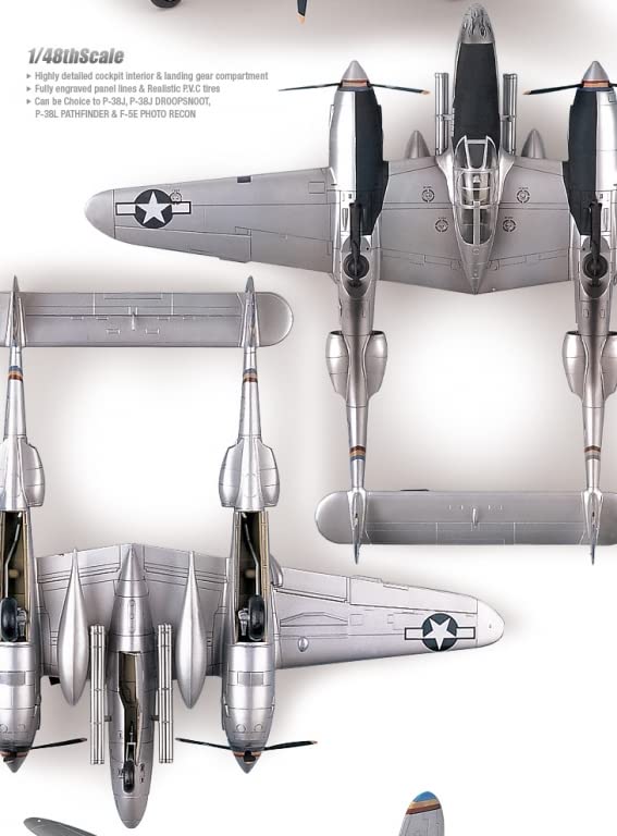 Academy P-38 Lightning 1/48 - Kit de Montagem em Plástico