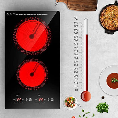 GTKZW Cooktop Elétrico 12" 110V com 2 Queimadores e 9 Níveis de Potência