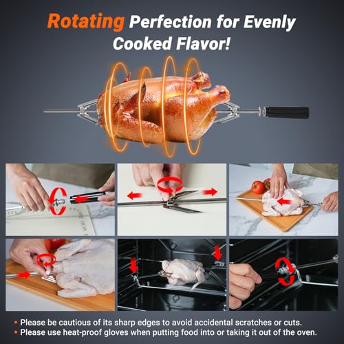 Amzchef Forno Elétrico Embutido 24" com 5 Funções e Rotisserie (2200W)