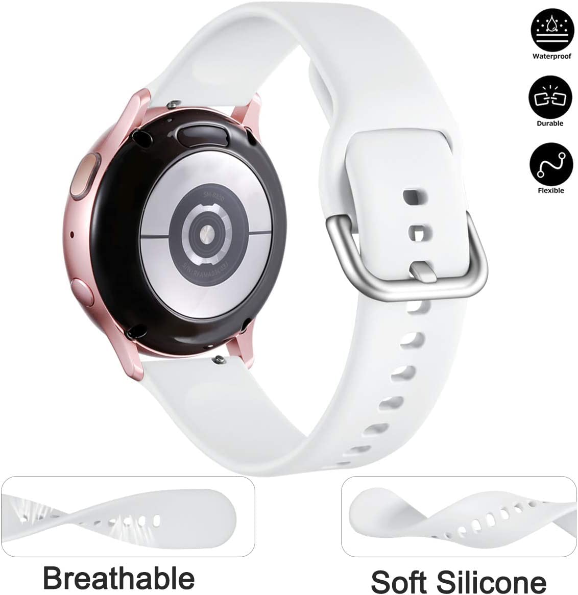 Lerobo Pulseiras de Silicone Compatíveis com Samsung Galaxy Watch (Preto, Branco, Cinza)
