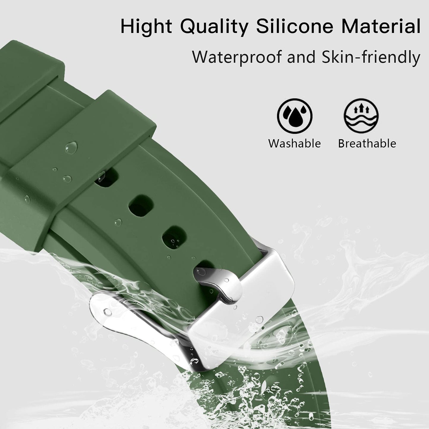 Lerobo Pulseira Silicone p/ Galaxy Watch 7/6/5/4/Classic (Verde Militar)