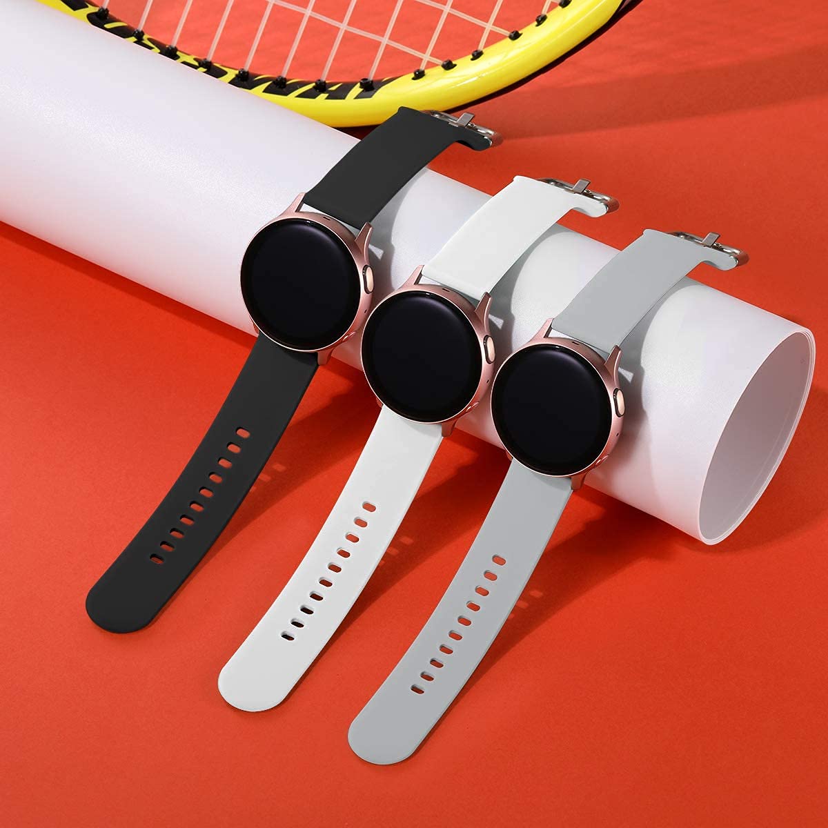 Lerobo Pulseiras de Silicone Compatíveis com Samsung Galaxy Watch (Preto, Branco, Cinza)