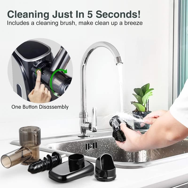 AMZCHEF Juicer Cold Press com 2 Modos e Garrafa 500ML (Cinza)