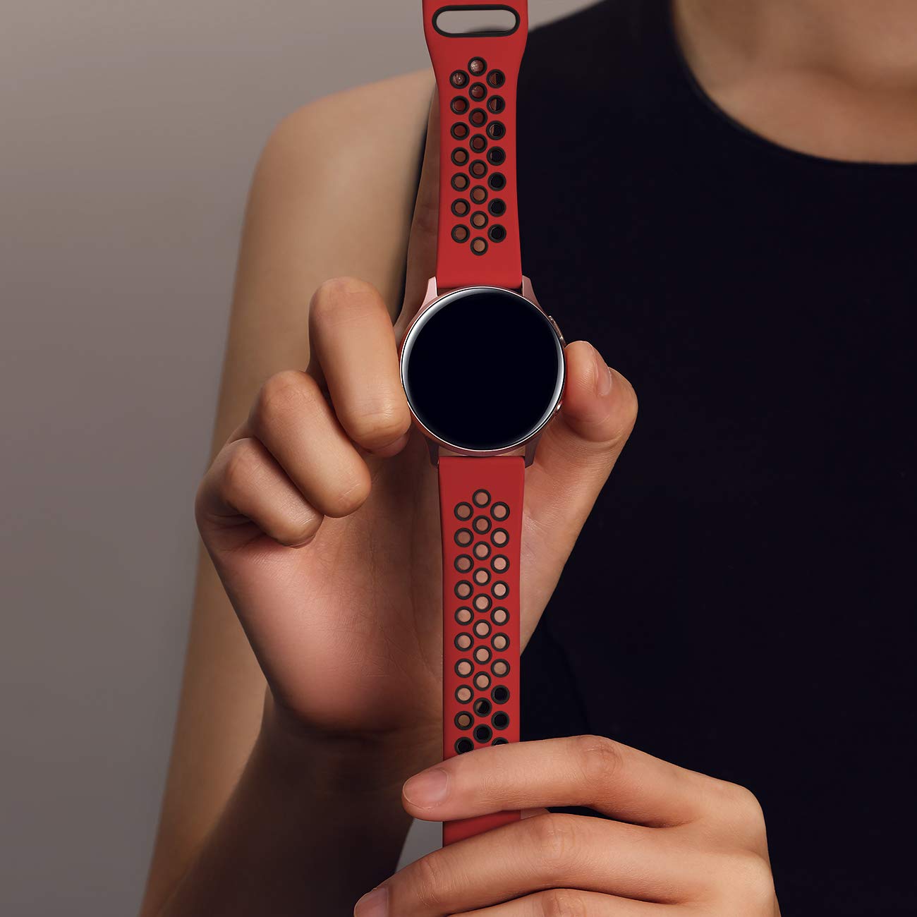 Lerobo Pulseira de Silicone Compatível com Samsung Galaxy Watch (Vermelho/Preto)