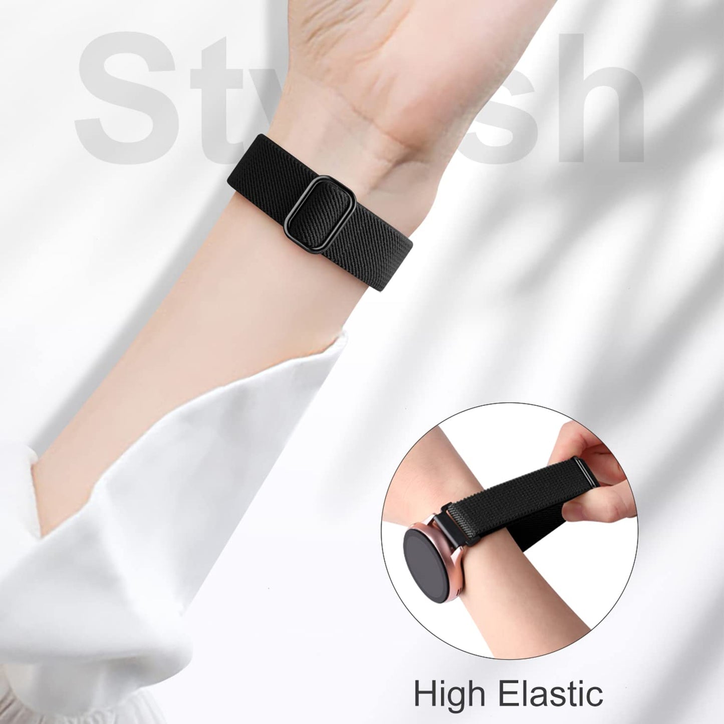 Lerobo 3 Pulseiras Elásticas para Samsung Galaxy Watch 7 6 5 4 (Preto, Azul Meia-Noite, Cinza Escuro)