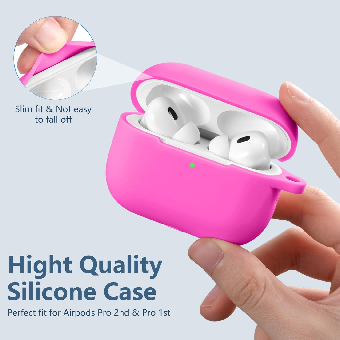 Lerobo Capa c/ Mosquetão p/ AirPods Pro 2/1 Geração (Rosa Pink)