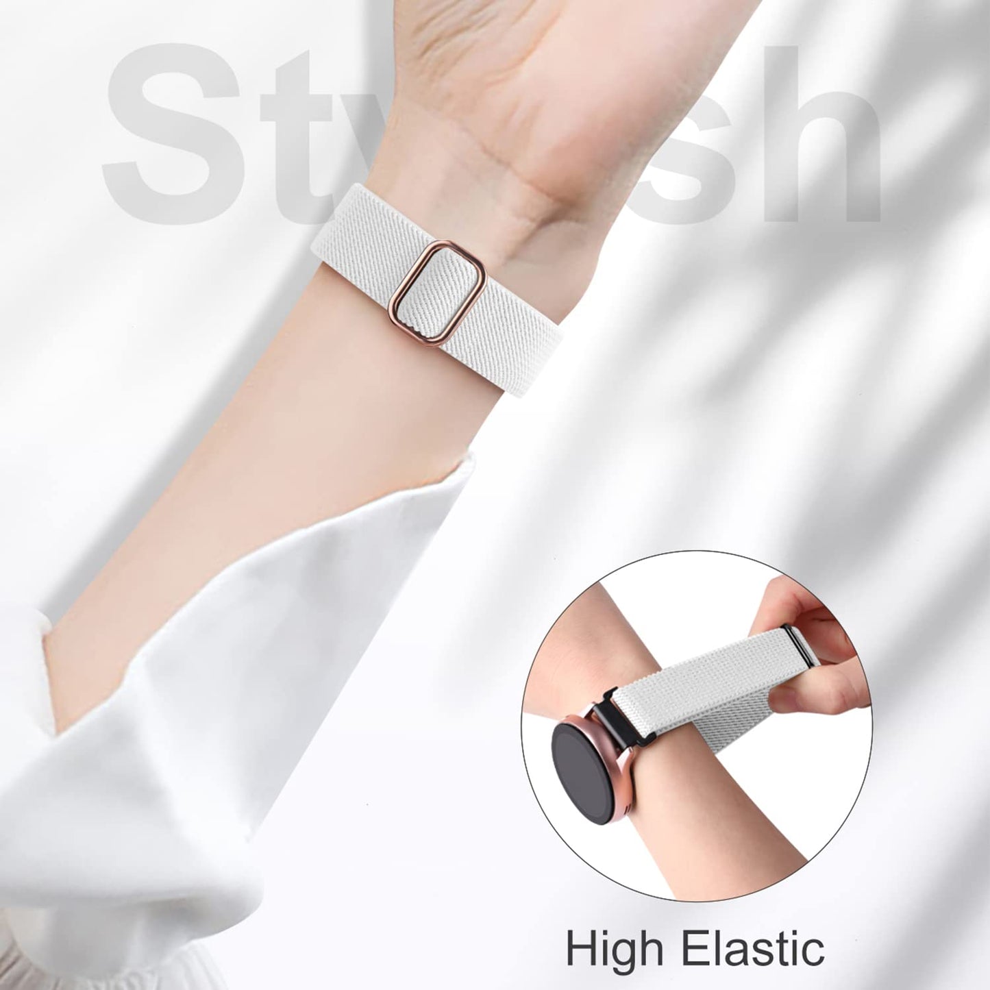 Lerobo 3 Pulseiras Elásticas Compatíveis com Samsung Galaxy Watch (Cinza/Branco/Preto)