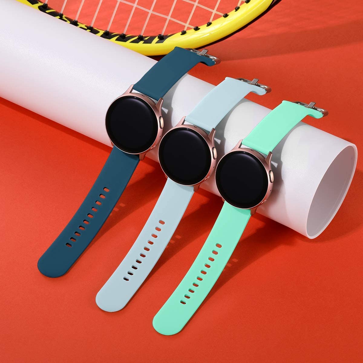 Lerobo 3 Pulseiras Silicone p/ Samsung Galaxy Watch 20mm (Oceano/Azul Claro/Verde)