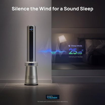 Dreo Purificador de Ar e Ventilador Torre Inteligenten prata