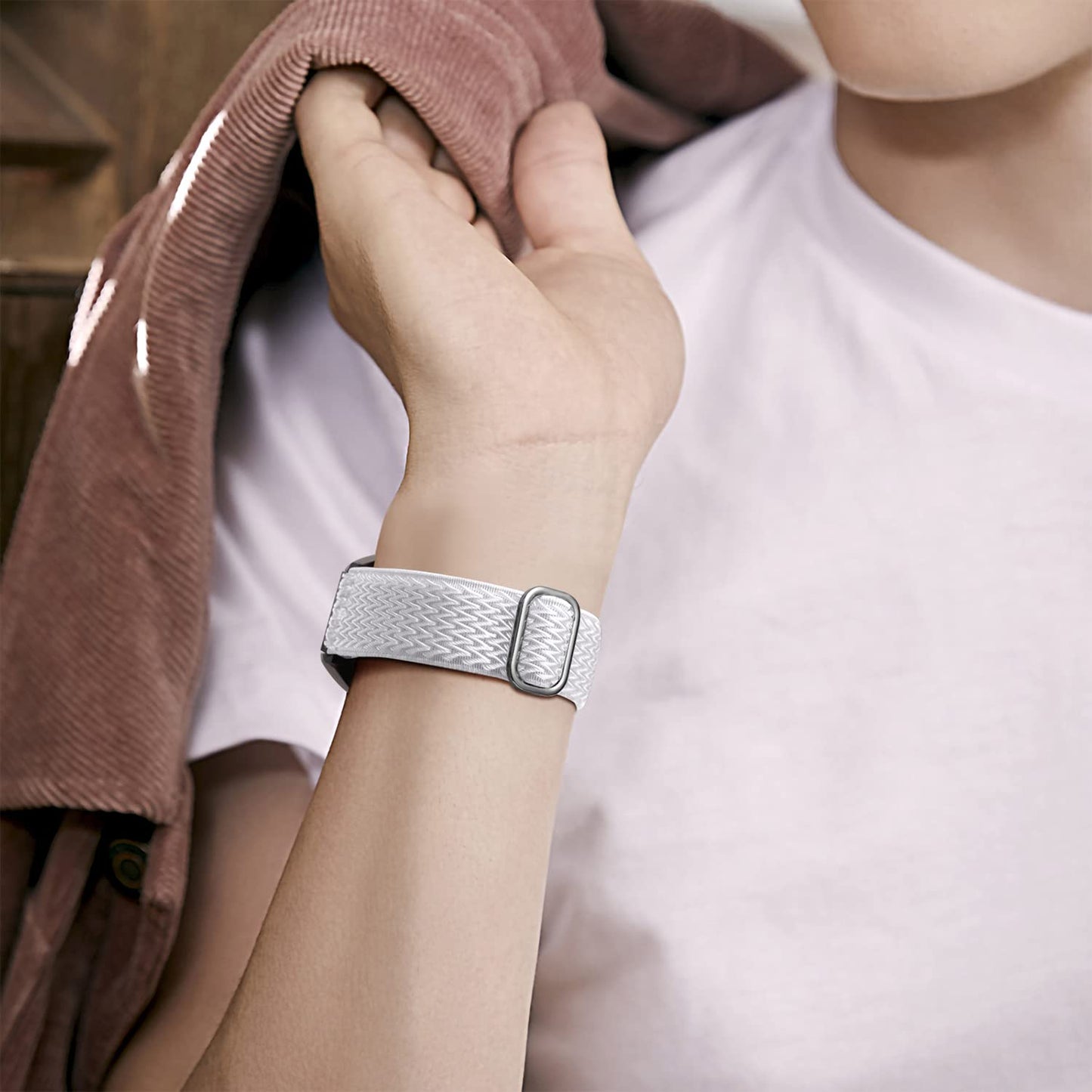 Lerobo 3 Pulseiras Elástica Nylon Compatível com Galaxy Watch 7/6/5/4 (Preto, Cinza, Branco)
