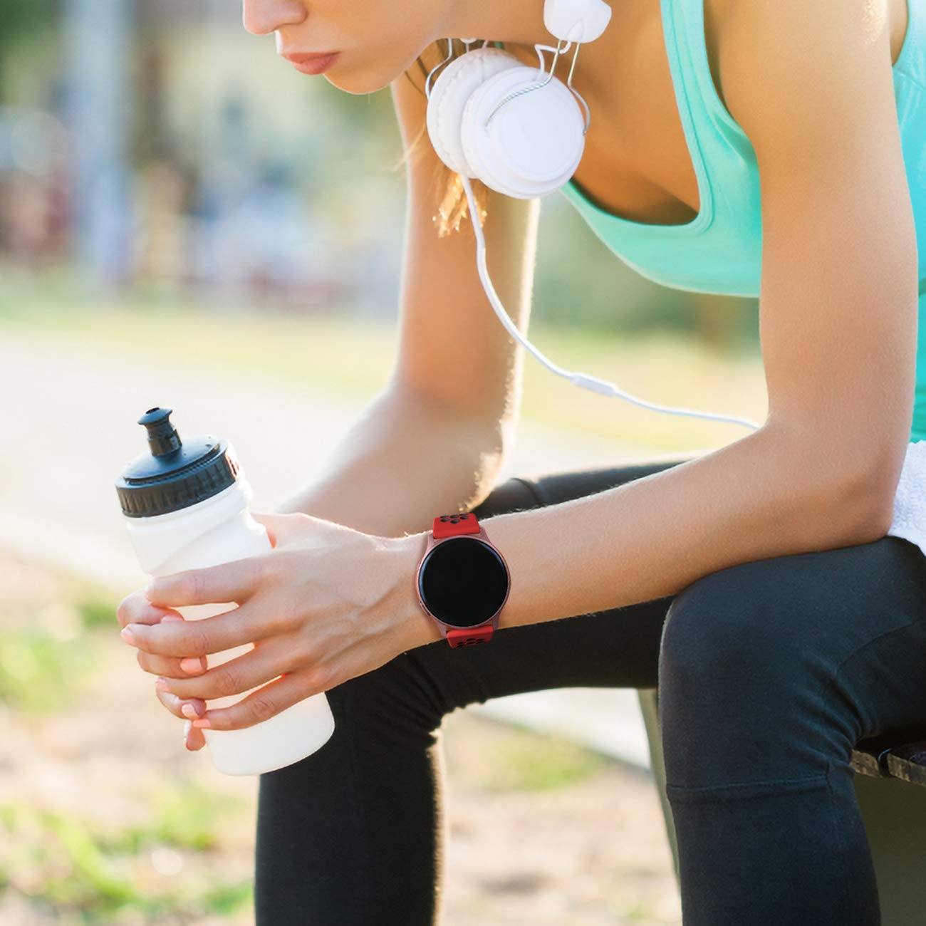 Lerobo Pulseira de Silicone Compatível com Samsung Galaxy Watch (Vermelho/Preto)