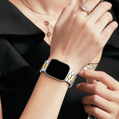Lerobo Pulseira Metal Aço Inox Apple Watch (Dourado/Prateado)