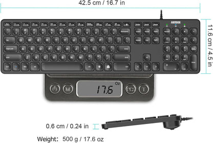 Arteck Teclado com fio USB Universal retroiluminado 7 cores