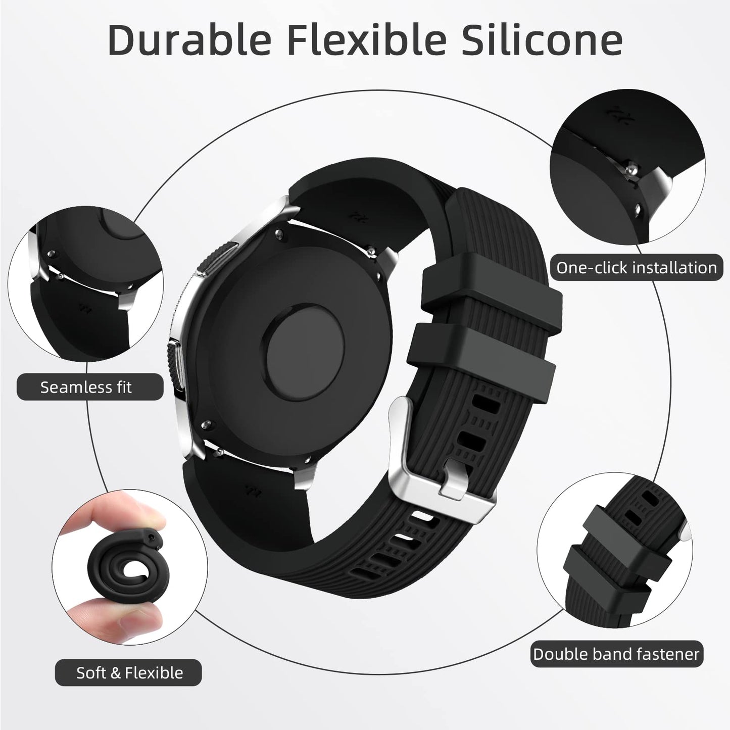 Lerobo Pulseiras para Samsung Galaxy Watch 3/46mm (Preto/Azul Marinho)