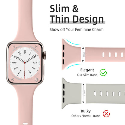 Lerobo 6 Pulseiras Slim de Silicone Compatíveis com Apple Watch (Cores Variadas)
