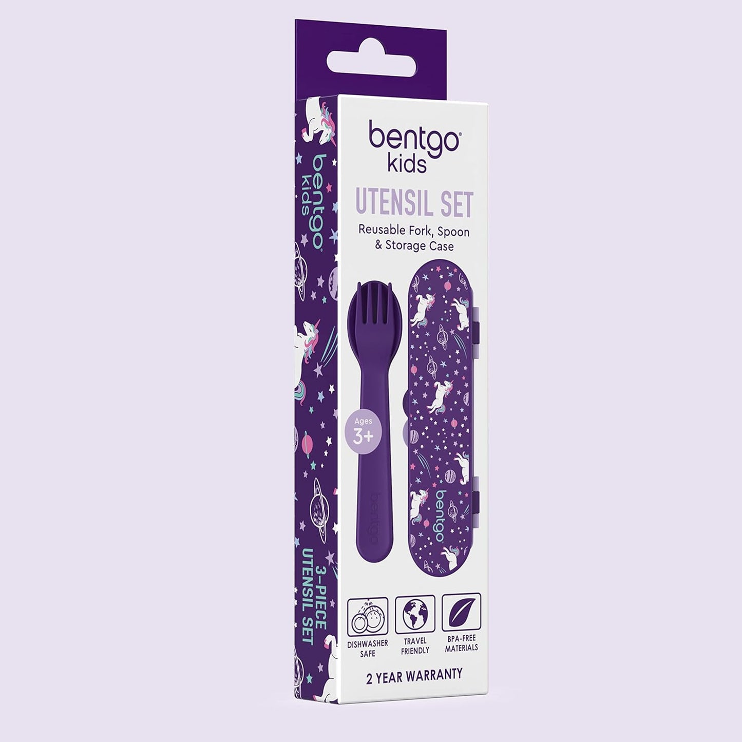 Bentgo Conjunto de utensílios infantis de plástico roxo
