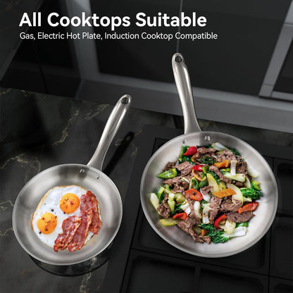 Duxtop Conjunto de Panelas Tri-Ply Inox 9PC para Indução (Aço Inox)