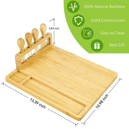 Secura Tábua de Bambu para Queijos e Frios com Faca e Suporte