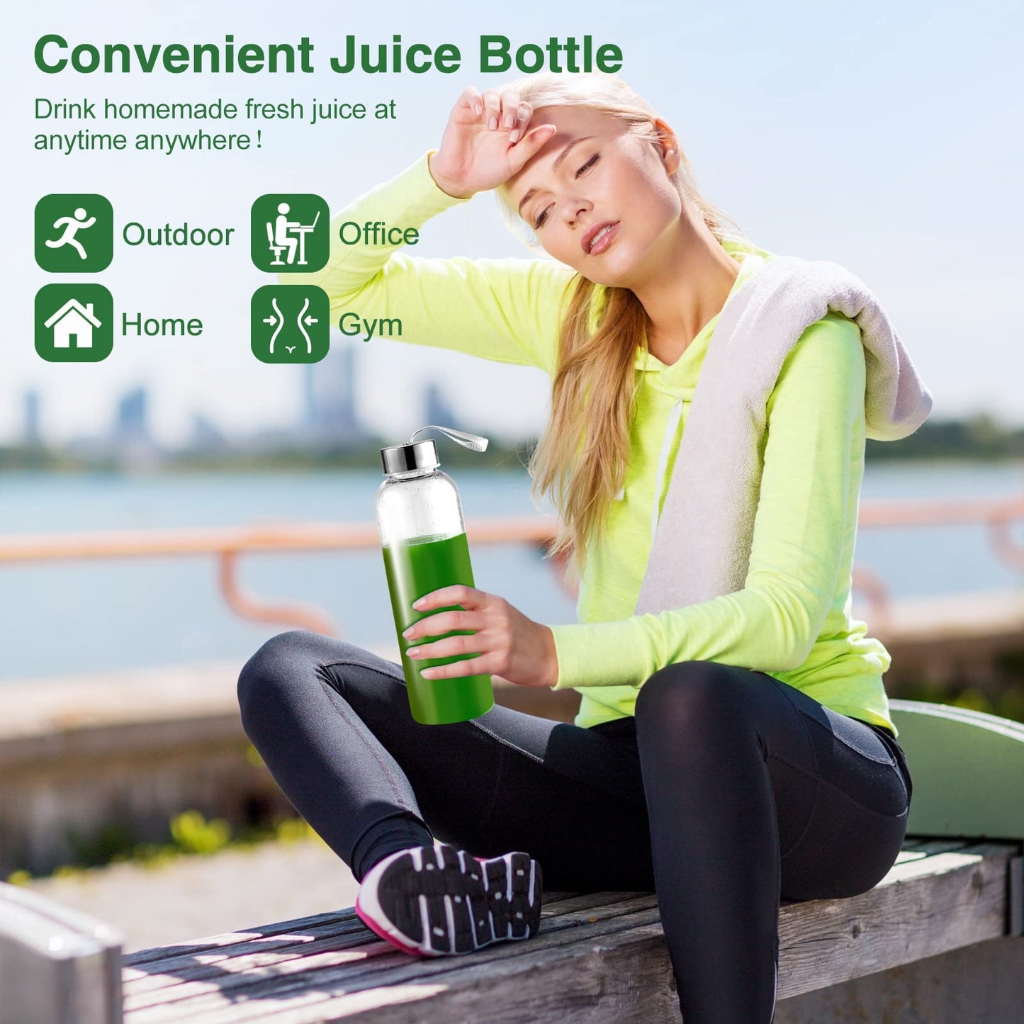 AMZCHEF Juicer Cold Press com 2 Modos e Garrafa 500ML (Cinza)