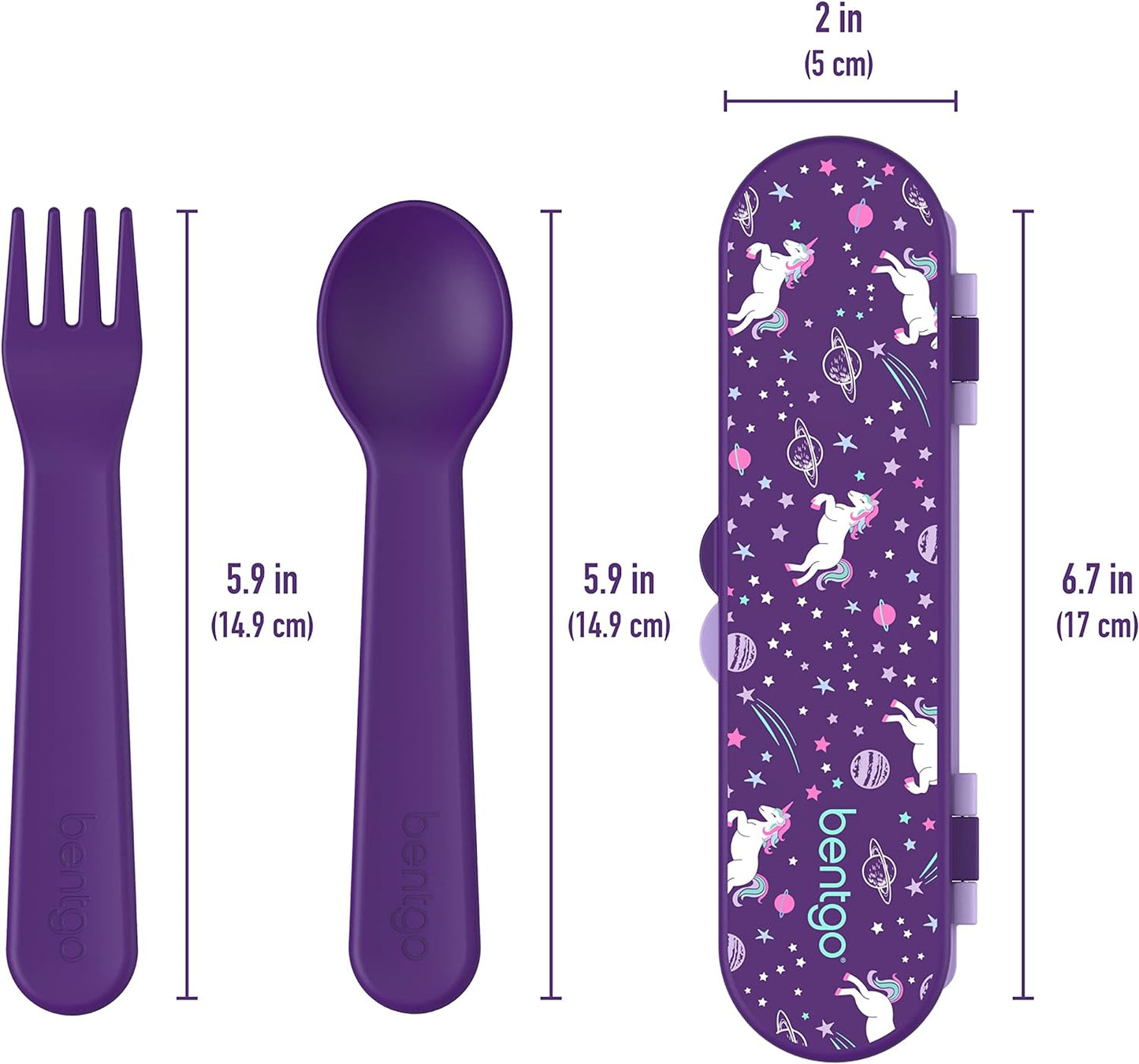 Bentgo Conjunto de utensílios infantis de plástico roxo