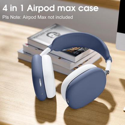 Lerobo Capa Protetora 4 em 1 para AirPods Max com Cobertura Completa (Azul/Cinza-Branco)