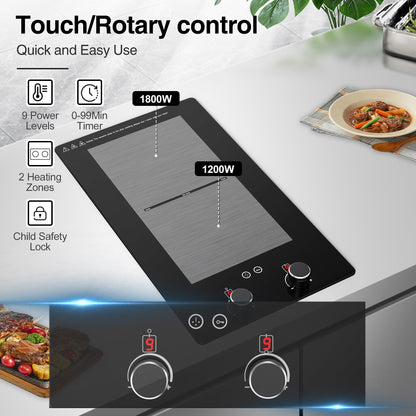 VBGK Cooktop de Indução 3000W, 2 Bocas, Controle por Toque e Botão, 110V