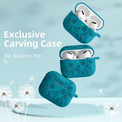 Lerobo Capa Gravada para AirPods Pro com Mosquetão (Azul Esverdeado)