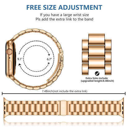 Lerobo Pulseira Aço Inox c/ 2 Capas p/ Apple Watch 38-49mm (Royal Gold)